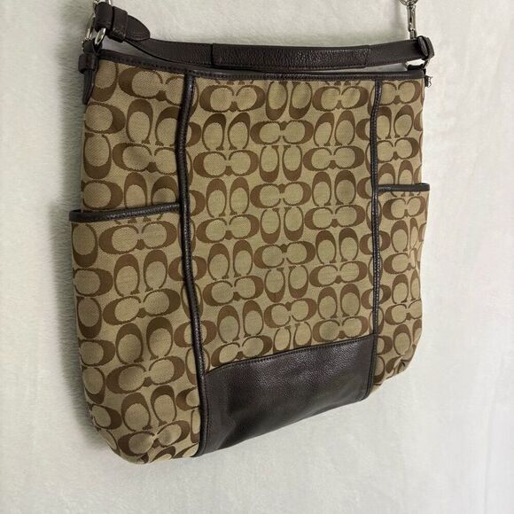 Coach Brown Monogram Leather Large Crossbody/Shoulder Purse - Picture 13 of 16
